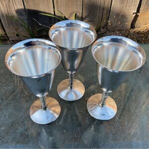(6) Made in Italy Rogers Silver Plate Wine Goblets Twisted Floral Stem